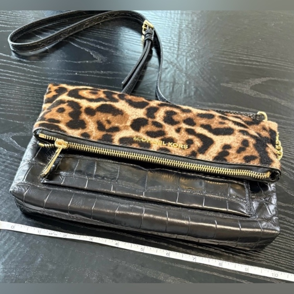 Michael Kors Calf Hair and Black Croc Print Crossbody bag clutch - Picture 11 of 12